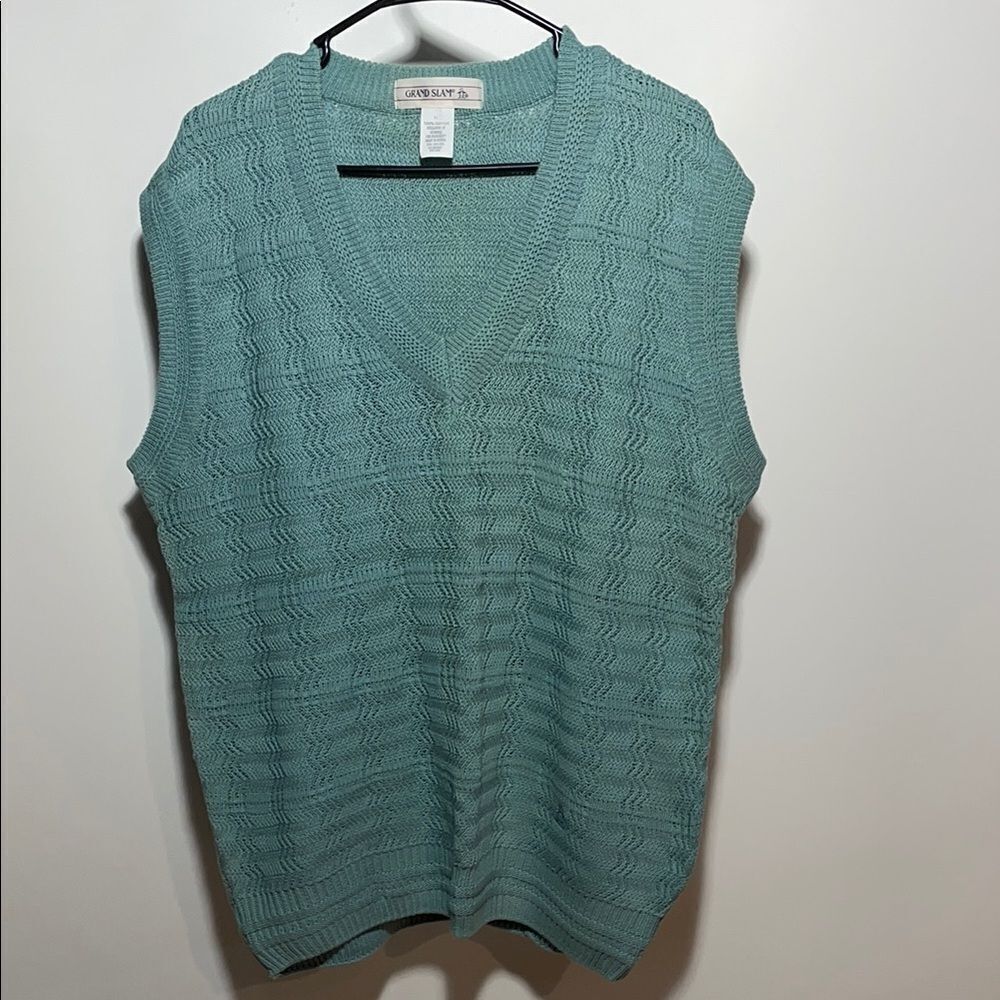 Grand Slam Green V-Neck Textured Sweater